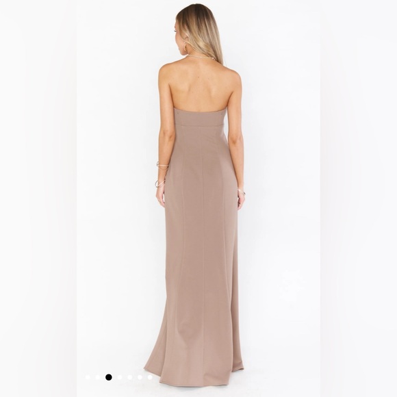 SHOW ME YOUR MUMU BRIDESMAID DRESS HARPER GOWN IN DUNE SIZE MEDIUM - Picture 2 of 2